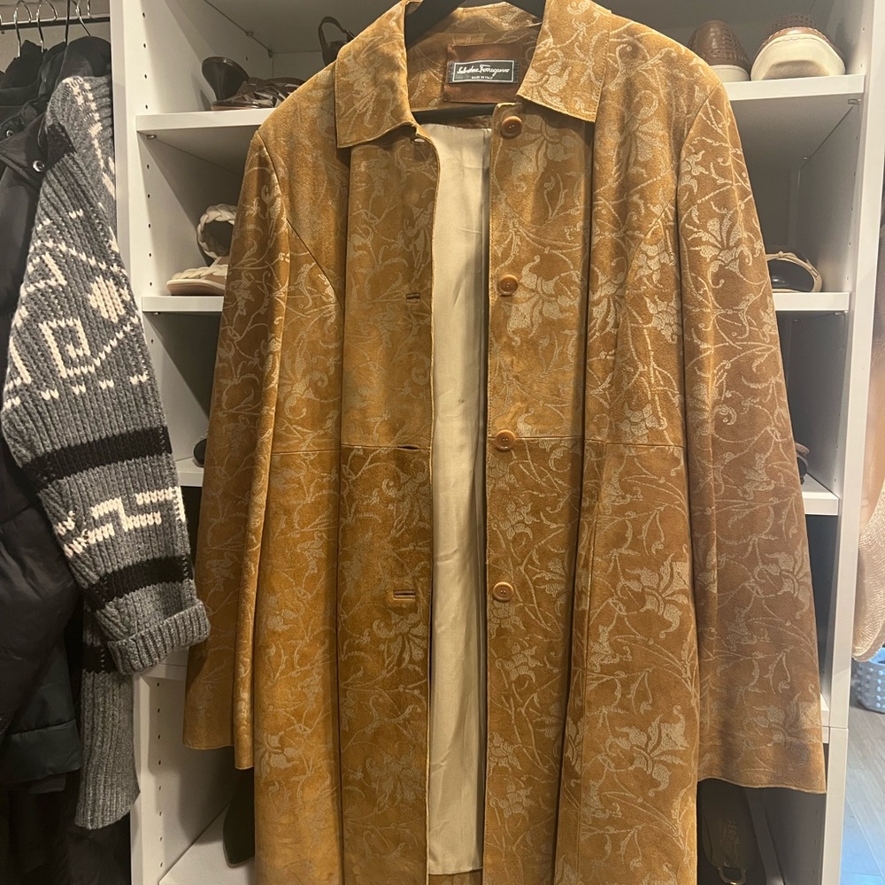 Salvatore Ferragamo Tan Trench Coat Classic Design